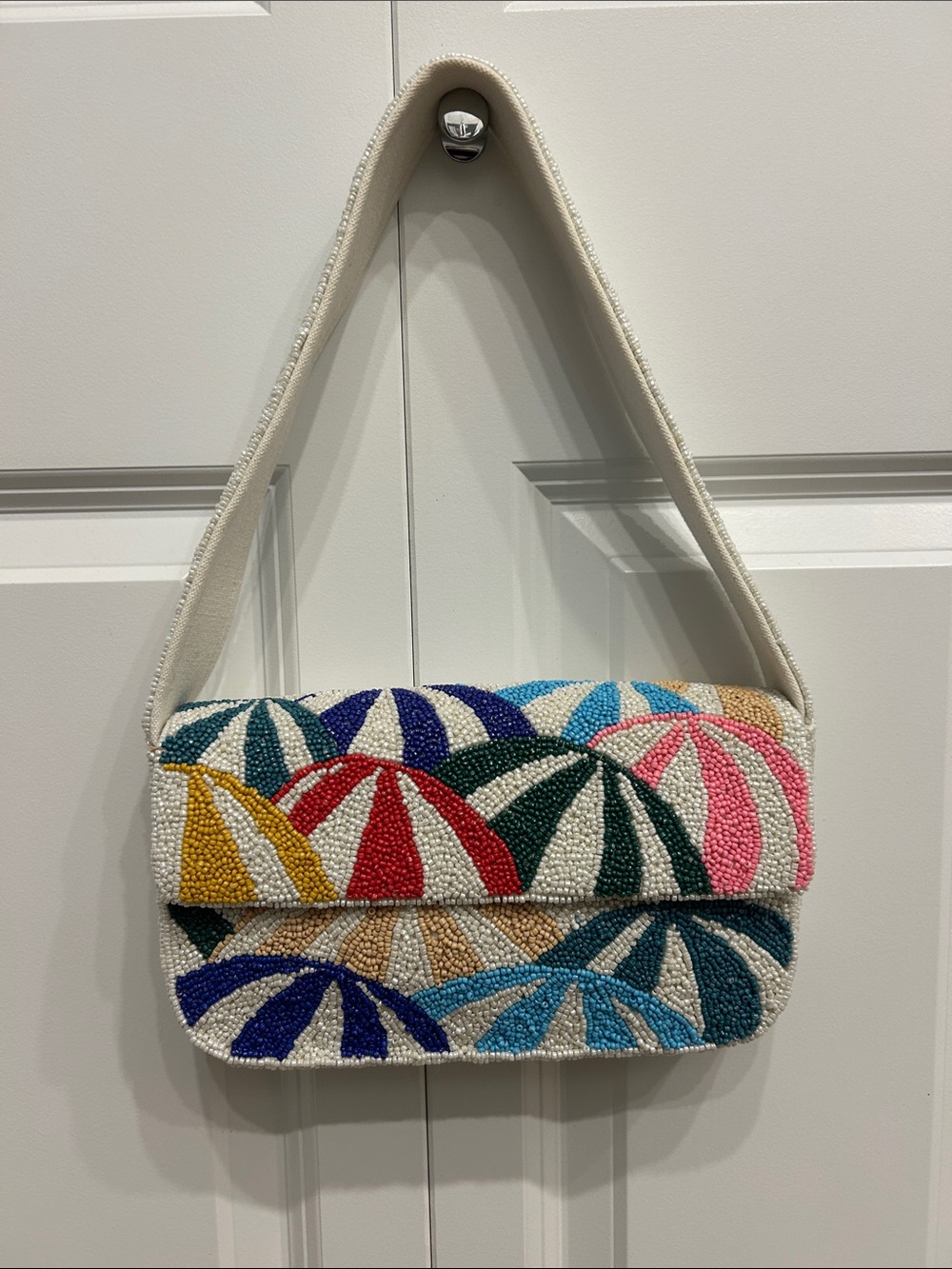 Sol And Mer Beaded Umbrella-Pattern Shoulder Bag